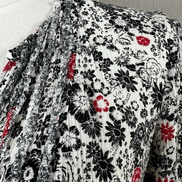 Zadig & Voltaire Mini Dress Remus White Gauze Print Floral Blouson Size Medium - Picture 4 of 10